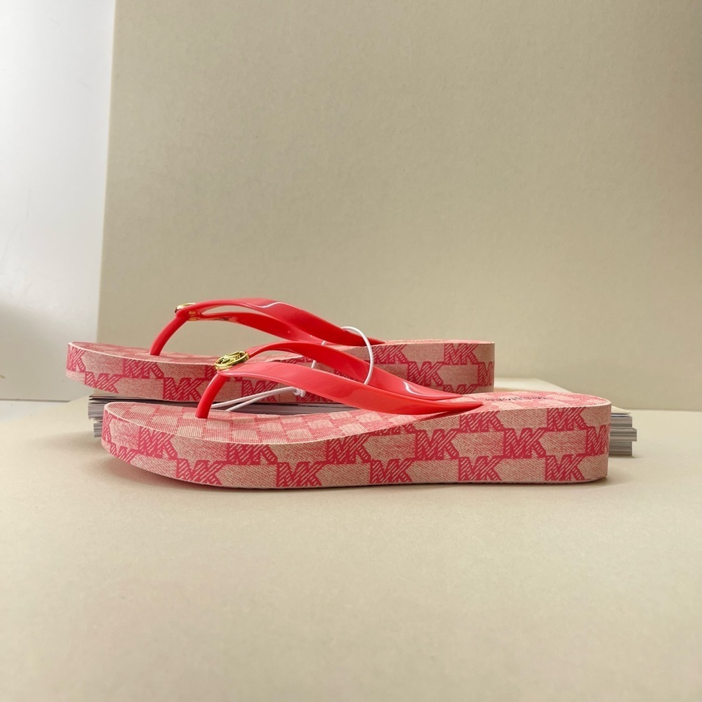 (new+tag) Michael Kors Bedford sandals wedges pink monogram size 8 - Picture 4 of 11